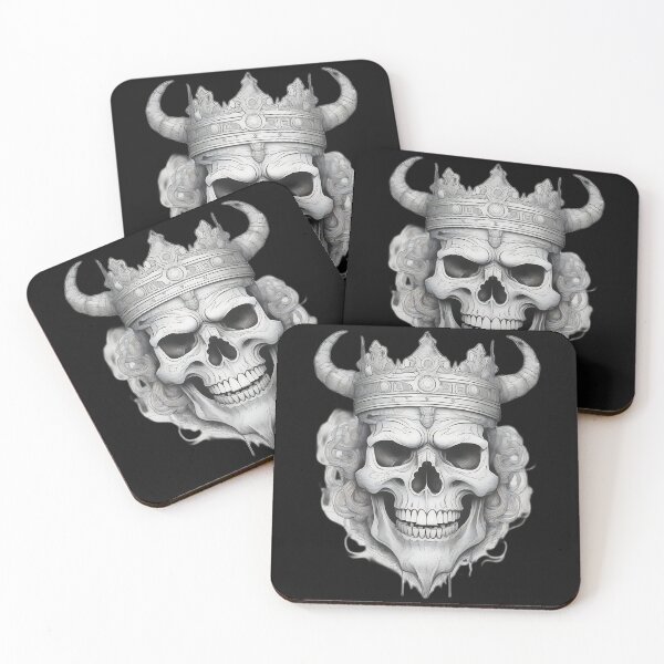 Item preview, Undead King Skull with Horned Crown Etching designed and sold by DarkOriginArts.