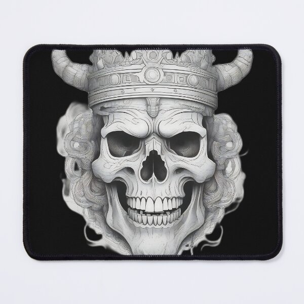 Item preview, Undead King Skull with Horned Crown Etching designed and sold by DarkOriginArts.