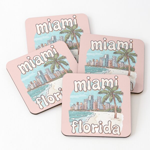 Item preview, Miami Cute Beach Skyline Colorful Cityscape Palm Tree designed and sold by HowToCanadian.