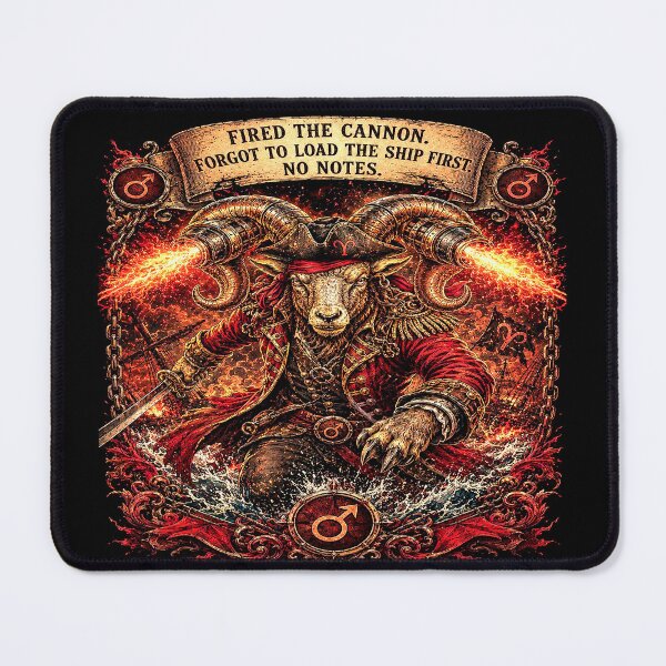 Item preview, Aries Pirate — Fired the Cannon Forgot to Load the Ship First No Notes — Dark Fire Zodiac Art — Aries Gift designed and sold by InkspirationGraphics.