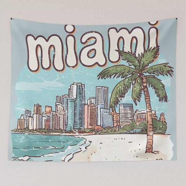 Item preview, Miami Cute Beach Skyline Colorful Cityscape Palm Tree designed and sold by HowToCanadian.