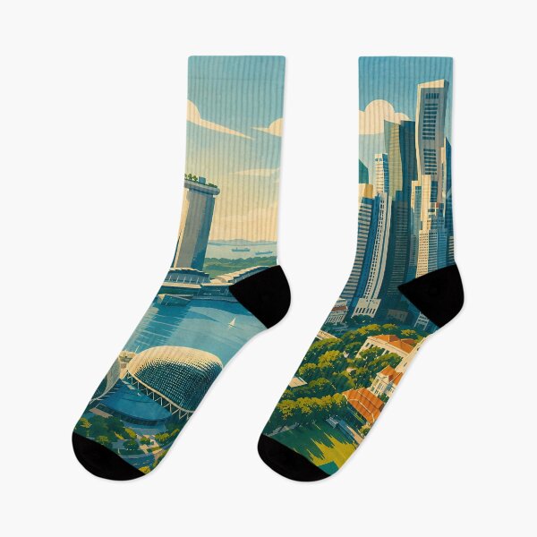 Item preview, Singapore Illustration Travel Art Vintage designed and sold by KrisSidDesigns.