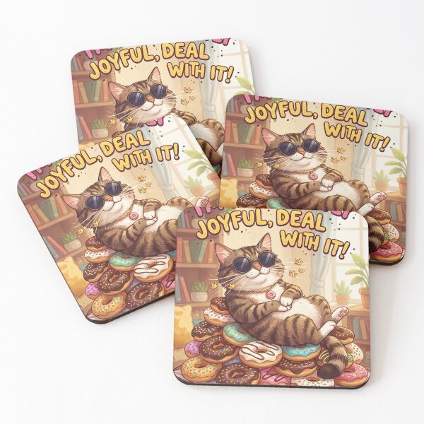 Item preview, Funny Cool Cat on Donuts – “I’m Purr-fectly Joyful, Deal With It! designed and sold by canvahub.