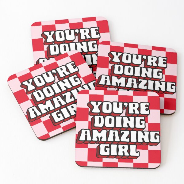 Item preview, Retro Pink and Red Checkerboard You're Doing Amazing Girl Affirmation designed and sold by Aesthetic Crew.