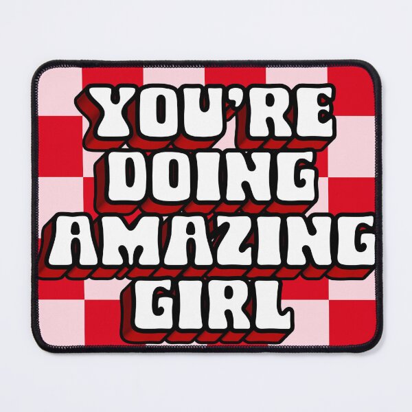 Item preview, Retro Pink and Red Checkerboard You're Doing Amazing Girl Affirmation designed and sold by Aesthetic Crew.