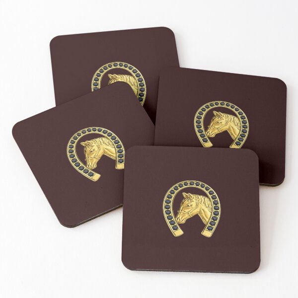 Item preview, Golden Horse Horseshoe Emblem | Elegant Equestrian Graphic Design designed and sold by TeoraMotif Studio.