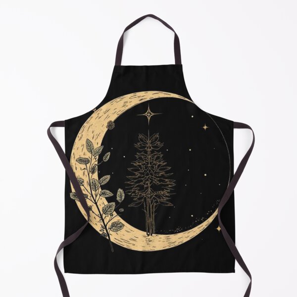 Item preview, Mystical Pine Tree Celestial Crescent Moon Art designed and sold by MoonAndMossStudio.