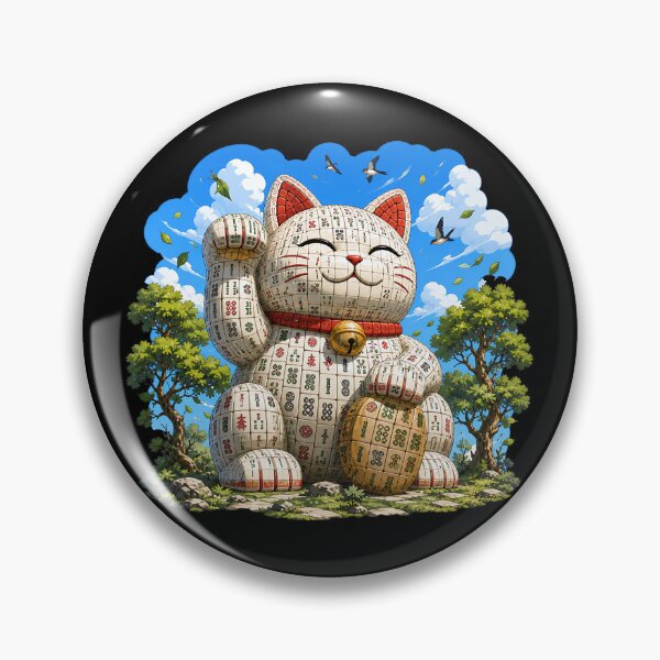 Item preview, Mahjong Maneki-Neko Cat designed and sold by Funny Vintage Stickers And T-Shirts.