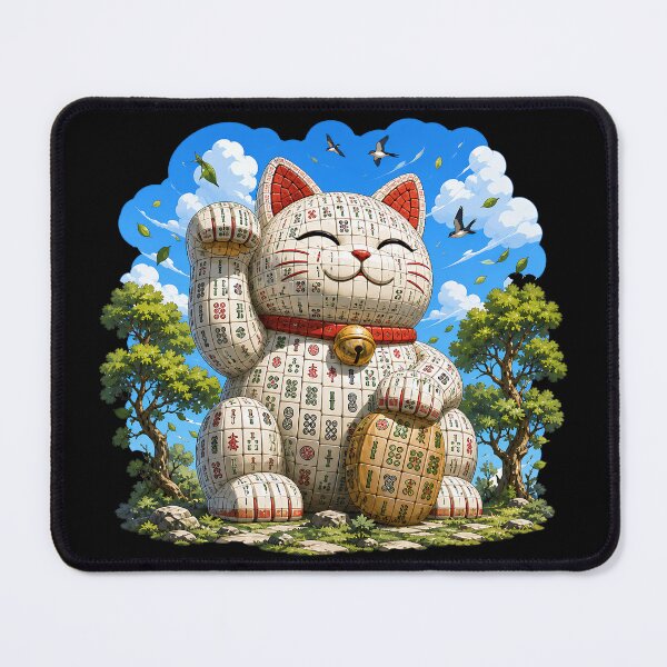 Item preview, Mahjong Maneki-Neko Cat designed and sold by Funny Vintage Stickers And T-Shirts.