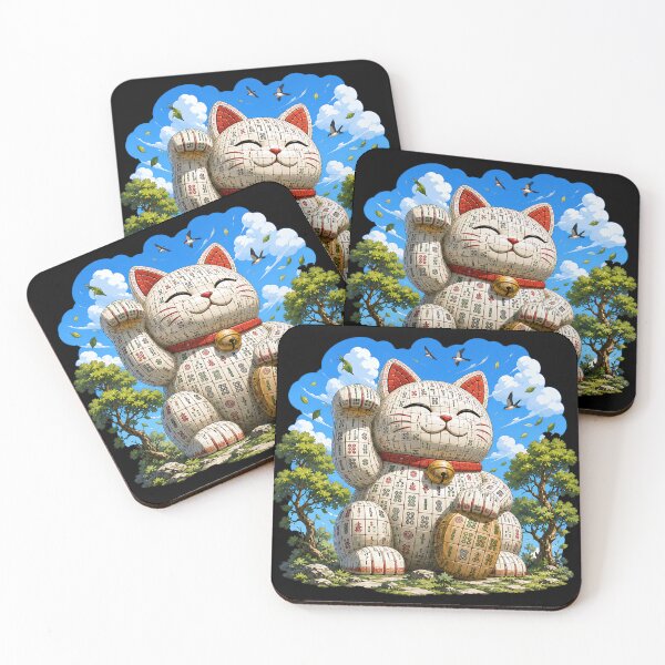 Item preview, Mahjong Maneki-Neko Cat designed and sold by Funny Vintage Stickers And T-Shirts.