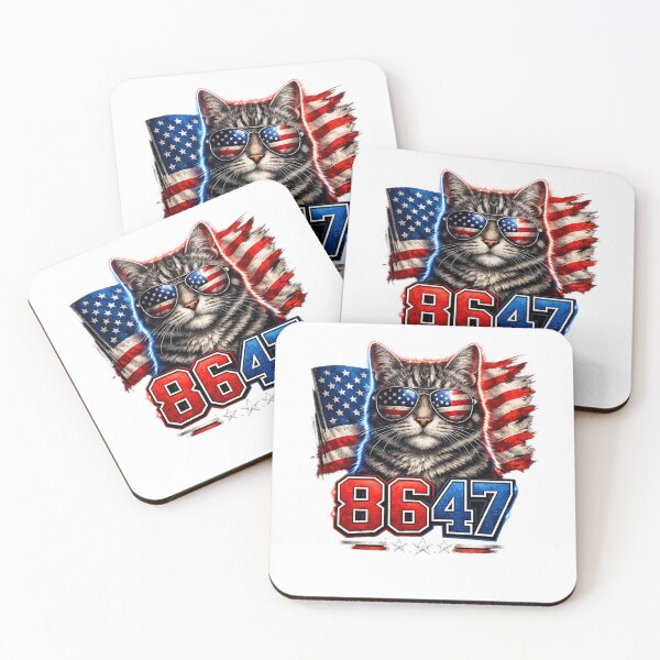 Item preview, 8647 Cat Patriotic 86 47 Funny Cat USA Flag Sunglasses designed and sold by Sarah Beverton .