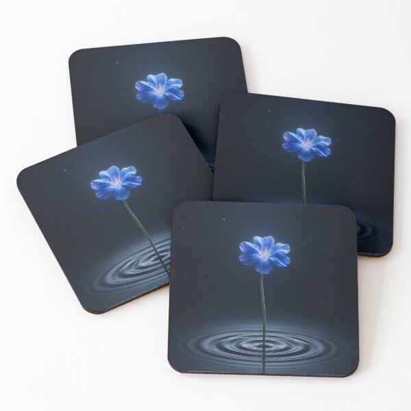 Item preview, Glowing Blue Flower Water Reflection — Dark Celestial  Botanical Art Print | HamieStudio designed and sold by HamieStudio.