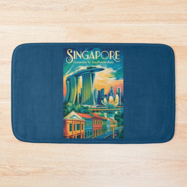 Item preview, Singapore Skyline Illustration Travel Art Vintage designed and sold by KrisSidDesigns.