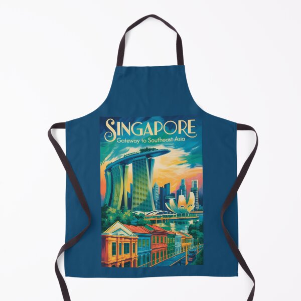 Aperçu de l'œuvre Illustration de la skyline de Singapour, art de voyage vintage créée et vendue par KrisSidDesigns.
