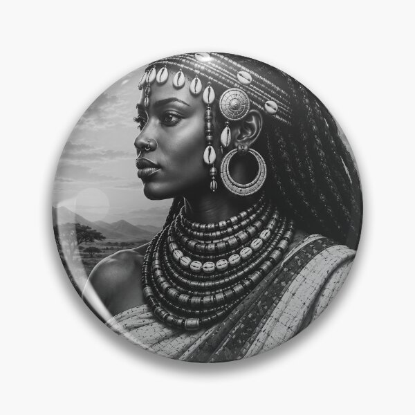 Item preview, Queen of the Sahel – Sudanese Heritage Portrait, Afrocentric Tribal Art designed and sold by Rooted Culture.