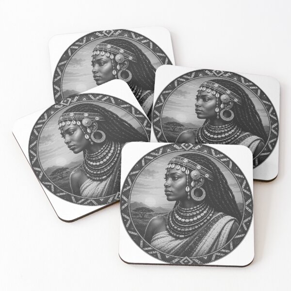 Item preview, Queen of the Sahel – Sudanese Heritage Portrait, Afrocentric Tribal Art designed and sold by Rooted Culture.