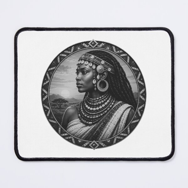 Item preview, Queen of the Sahel – Sudanese Heritage Portrait, Afrocentric Tribal Art designed and sold by Rooted Culture.