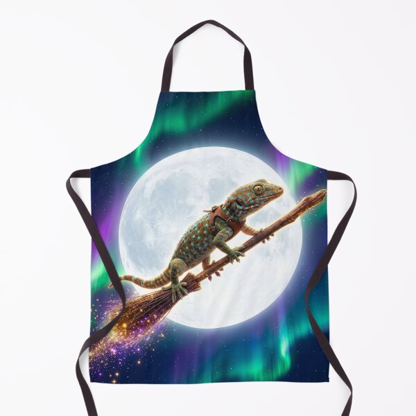Item preview, Witchy Gecko Rides Her Broom Under Full Moon designed and sold by Tridentulus.
