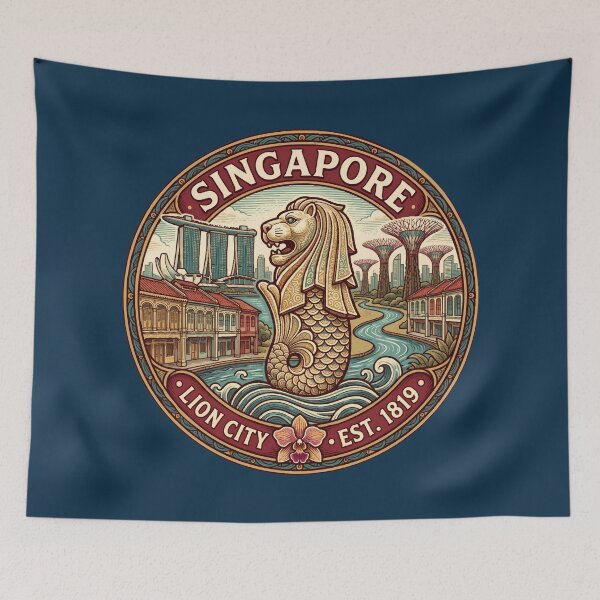 Item preview, Singapore Illustration Travel Art Badge designed and sold by KrisSidDesigns.
