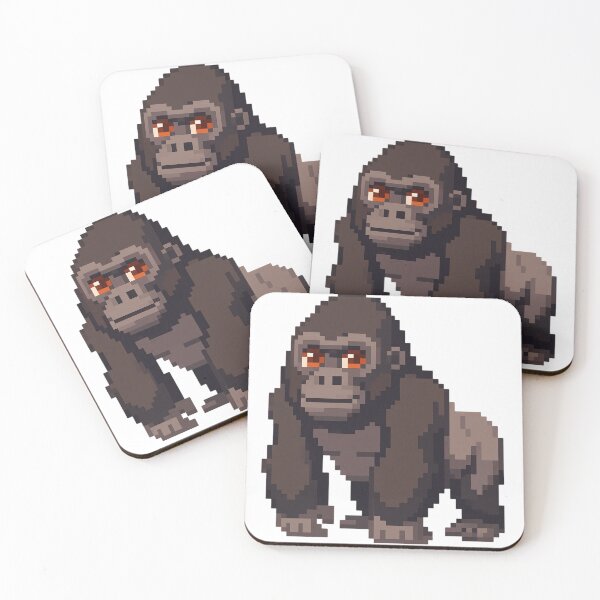 Item preview, pixelated style gorilla, digital art, minimalist design designed and sold by geekmania48.