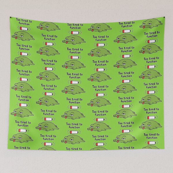 Item preview, Lazy Frog 'Too Tired to Function' Sticker Cute Tired Frog Meme designed and sold by Olivra.