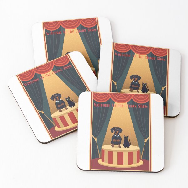 Item preview, Retro Circus Dachshund and Black Cat Design designed and sold by PrintologyAura.