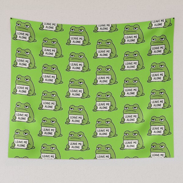 Item preview, Lazy Frog 'Leave Me Alone' Sticker Cute Introvert Frog Meme designed and sold by Olivra.