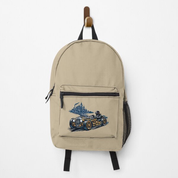 Item preview, Steampunk Night Racer Leaving Victorian Neon City | Retro Futuristic Car Design designed and sold by SilentPowerArt.