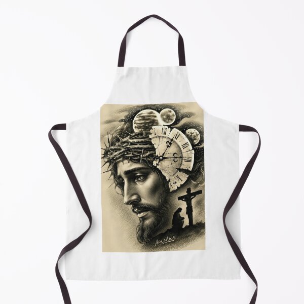 Item preview, Portrait of Jesus Christ with crown of thorns and antique clock – Spiritual design designed and sold by Cobaltcore78.