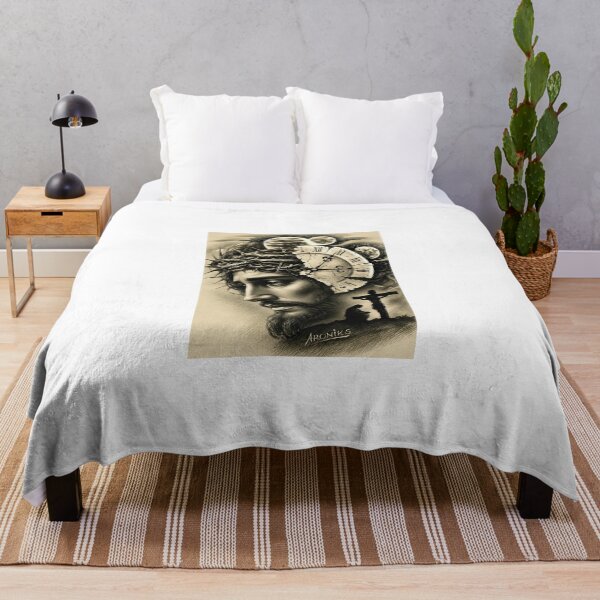 Item preview, Portrait of Jesus Christ with crown of thorns and antique clock – Spiritual design designed and sold by Cobaltcore78.