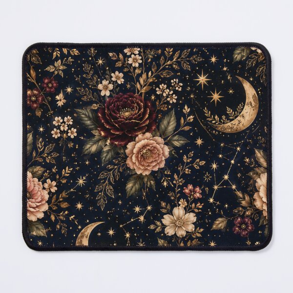 Item preview, Celestial Floral Pattern – Moon & Stars Dark Botanical Seamless Design designed and sold by Creativeeworld777.