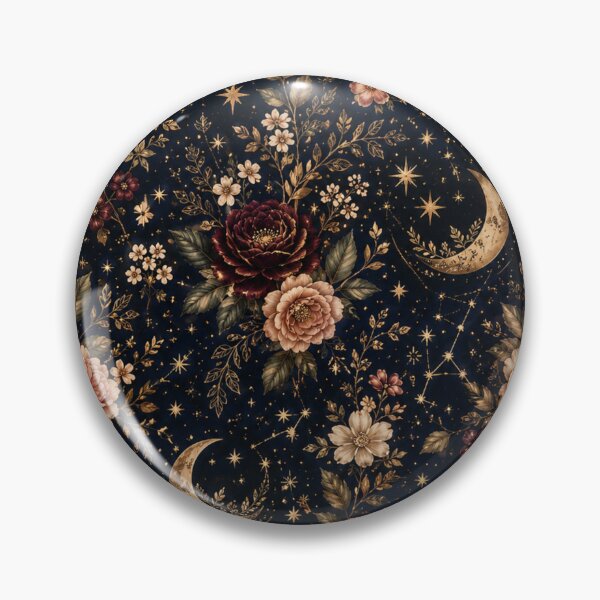 Item preview, Celestial Floral Pattern – Moon & Stars Dark Botanical Seamless Design designed and sold by Creativeeworld777.