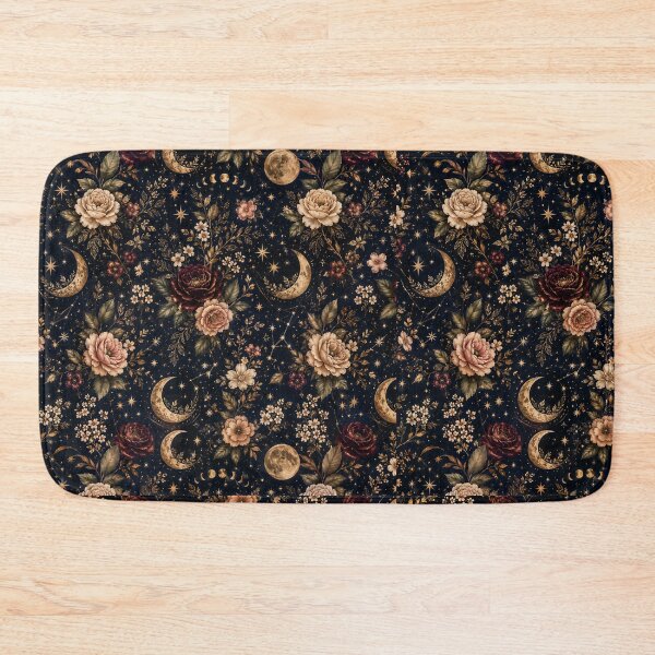 Item preview, Celestial Floral Pattern – Moon & Stars Dark Botanical Seamless Design designed and sold by Creativveworrld03.