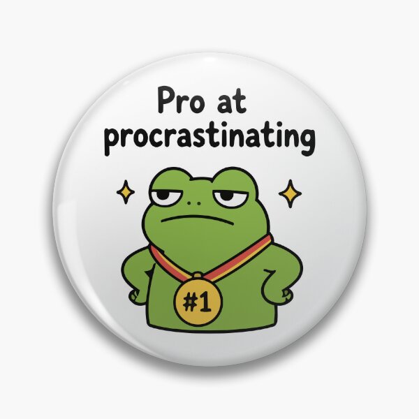 Item preview, Lazy Frog 'Pro at Procrastinating' Sticker Funny Frog Meme Design designed and sold by Olivra.