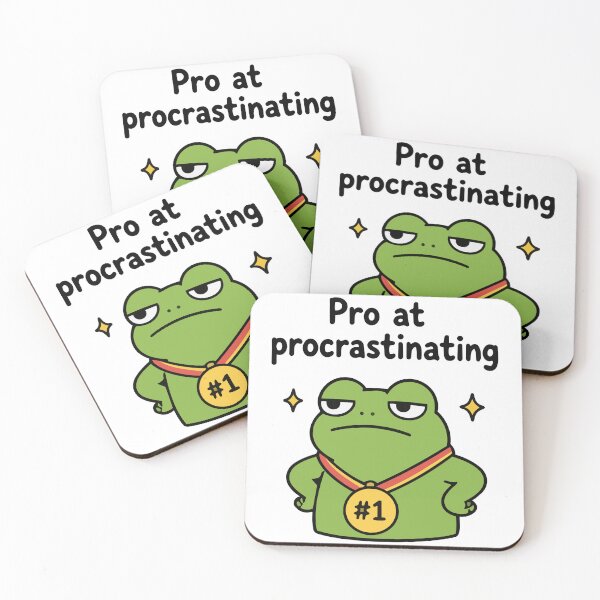 Item preview, Lazy Frog 'Pro at Procrastinating' Sticker Funny Frog Meme Design designed and sold by Olivra.