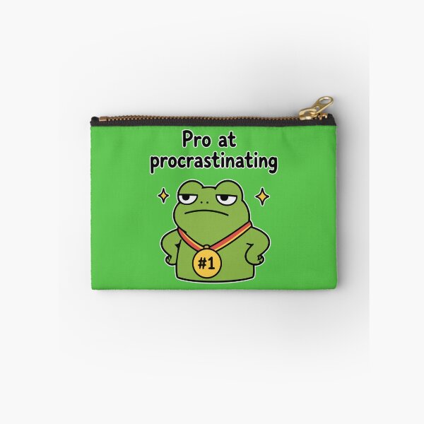 Item preview, Lazy Frog 'Pro at Procrastinating' Sticker Funny Frog Meme Design designed and sold by Olivra.