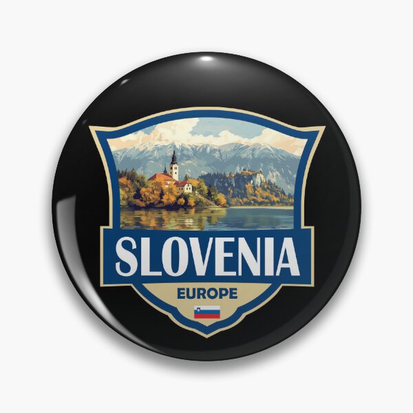 Item preview, Slovenia Illustration Retro Badge designed and sold by KrisSidDesigns.