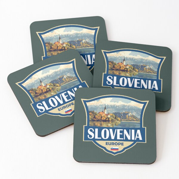 Item preview, Slovenia Illustration Retro Badge designed and sold by KrisSidDesigns.