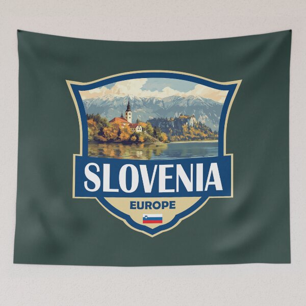 Item preview, Slovenia Illustration Retro Badge designed and sold by KrisSidDesigns.