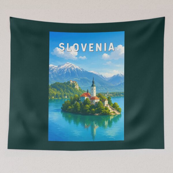 Item preview, Slovenia Illustration Travel Art Vintage designed and sold by KrisSidDesigns.