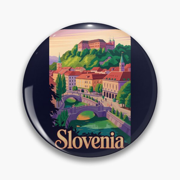 Item preview, Slovenia Ljubljana Bridge Illustration Travel Art Vintage designed and sold by KrisSidDesigns.