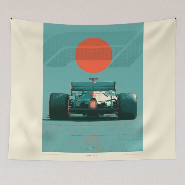 Item preview, Formula One graphic poster Bauhaus design Mercedes colors designed and sold by blackdogshop.