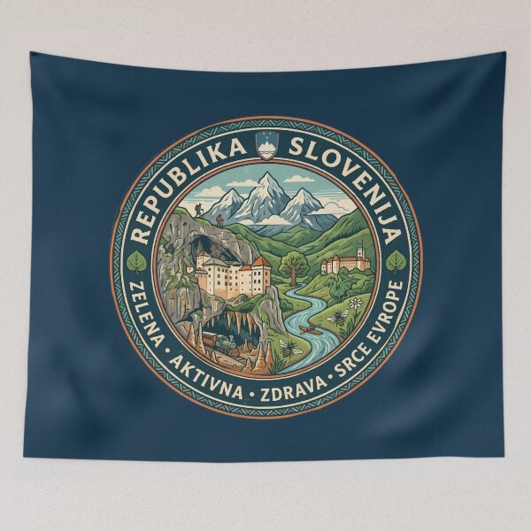 Item preview, Slovenia Illustration Travel Art Badge designed and sold by KrisSidDesigns.