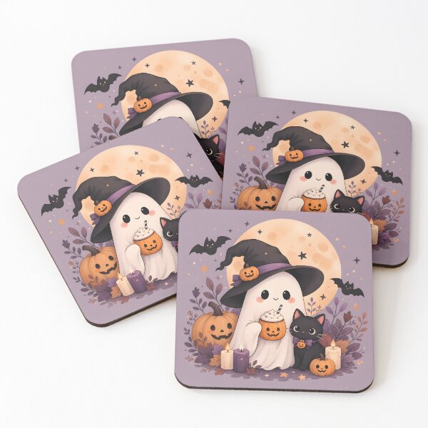 Item preview, Halloween 2 - Kawaii Ghost Witch and Black Kitten Halloween designed and sold by NikaNavi.