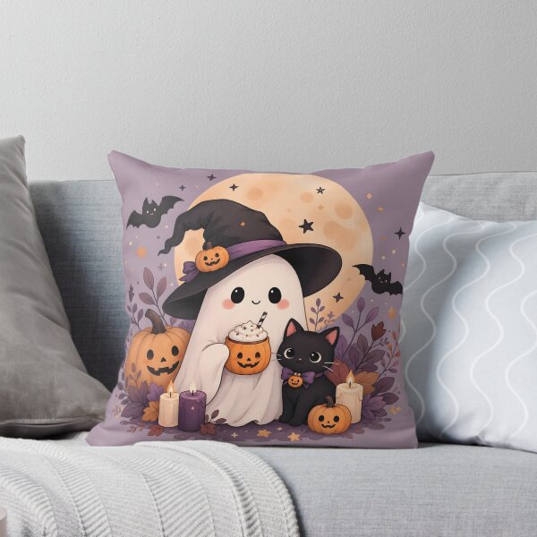 Item preview, Halloween 2 - Kawaii Ghost Witch and Black Kitten Halloween designed and sold by NikaNavi.