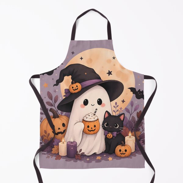 Item preview, Halloween 2 - Kawaii Ghost Witch and Black Kitten Halloween designed and sold by NikaNavi.