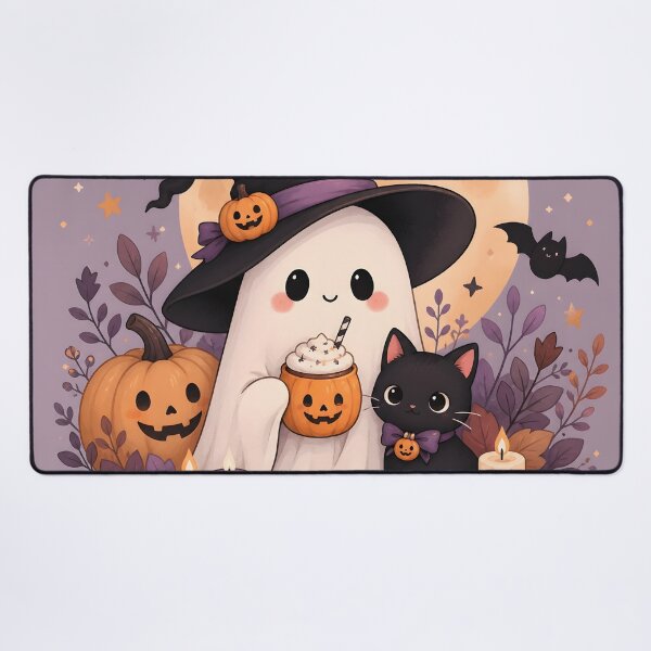 Item preview, Halloween 2 - Kawaii Ghost Witch and Black Kitten Halloween designed and sold by NikaNavi.