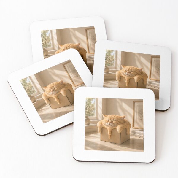Item preview, Sleepy Liquid Orange Cat Overflowing From Box designed and sold by LovelyCatGalaxy.