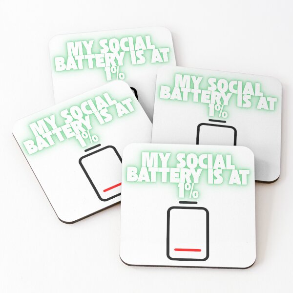 Item preview, My Social Battery Is At 1% - Funny Introvert Neon Glow Design designed and sold by KostekArtShop.