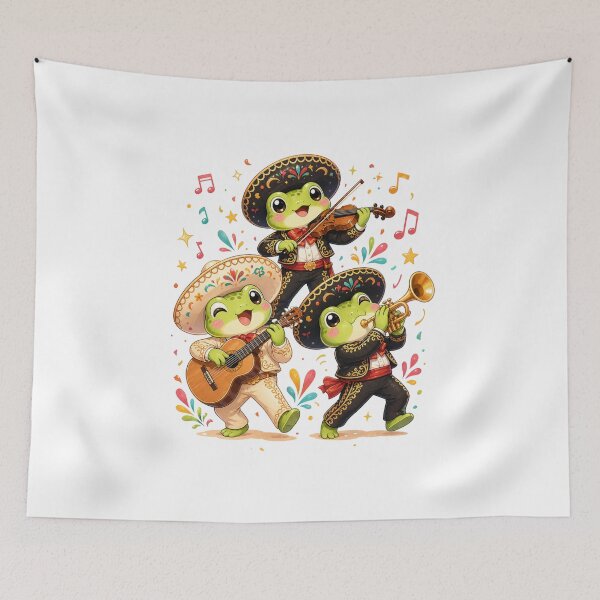 Item preview, Kawaii Frog Mariachi Band | Cute Frogs Playing Violin Guitar Trumpet designed and sold by MarekoraStudio.